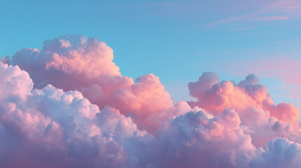 Calm Sky and Clouds in Light Blue Pastel Shades

