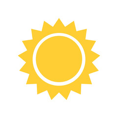 Sun icon vector illustration. Sun with ray of light. Yellow and orange circular sun isolated on white background 