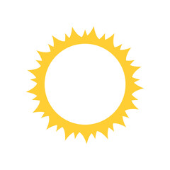 Sun icon vector illustration. Sun with ray of light. Yellow and orange circular sun isolated on white background 