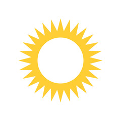 Sun icon vector illustration. Sun with ray of light. Yellow and orange circular sun isolated on white background 