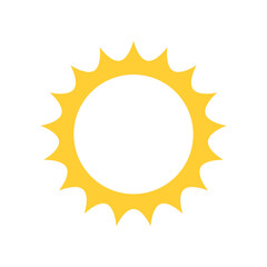 Sun icon vector illustration. Sun with ray of light. Yellow and orange circular sun isolated on white background 