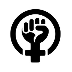 Minimalist Black SVG Silhouette of a Raised Fist for Feminism and Women’s Empowerment Design Themes