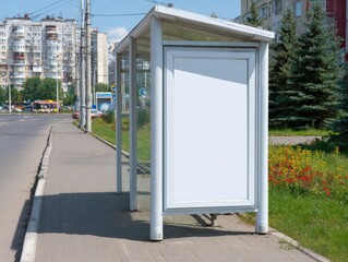 Empty Blank Advertising Space At A Bus Station Ready For Custom Designs