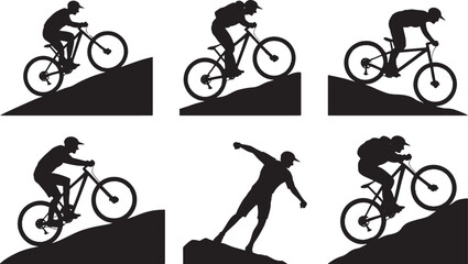 Obraz premium Dynamic Sports Activity Silhouettes - Cycling and Running Motion Graphics