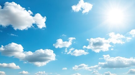 Fototapeta premium A Cloud-Studded Sky, Radiant Blue, and Sunny Day