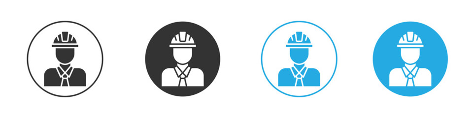 Engineer icon set. Black solid flat doodle graphic design set