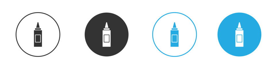 Glue icon set. Black solid flat doodle graphic design set