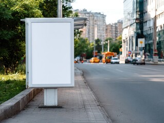 Empty White Blank Billboard Space For Advertising In Urban Environment