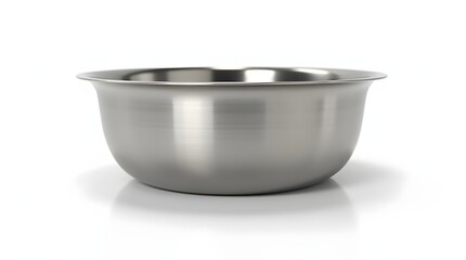 A sleek stainless steel bowl featuring a smooth exterior and a shiny finish.