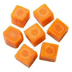Diced Carrot isolated on transparent background  
