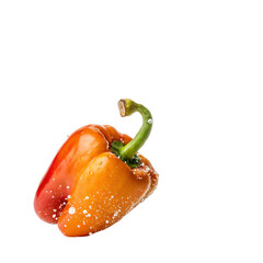 Bell Pepper falling isolated on transparent background  
