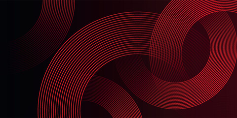 Abstract red glowing geometric lines on black background. Modern shiny red diagonal rounded lines graphic design. futuristic modern vector eps10 © SILVER