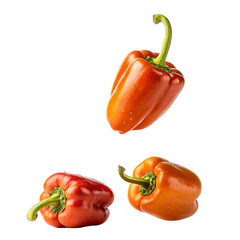 Bell Pepper falling isolated on transparent background  
