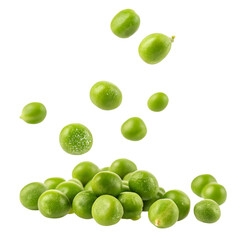 Peas falling isolated on transparent background  
