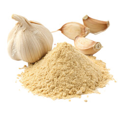 Garlic powder isolated on transparent background  

