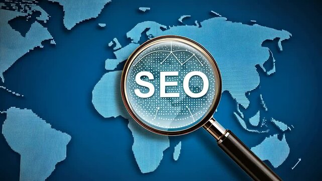 Explore SEO opportunities with a magnifying glass spotlighting essential details