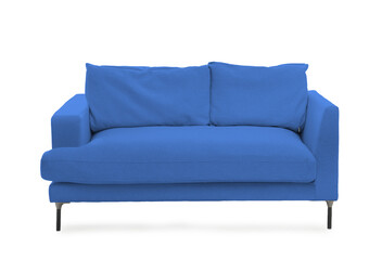 Blue sofa isolated on white. Furniture for living room interior