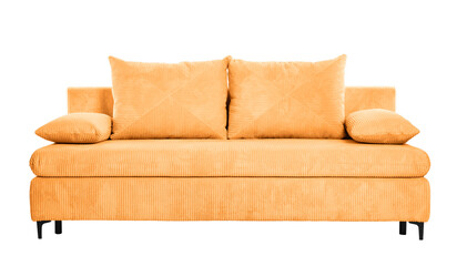 Orange sofa isolated on white. Furniture for living room interior
