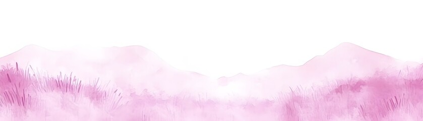 Delicate, pastel pink landscape painting.