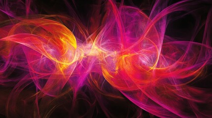 Fototapeta premium A dynamic abstract design featuring neon light streaks in shades of pink, red, and orange, cutting through a dark background for an energetic, intense effect