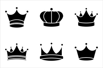 Crown icon set, vector illustration on white background.