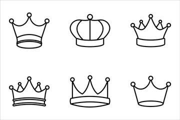 Crown icon set, vector illustration on white background.