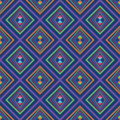 Vibrant Geometric Pattern With Zigzag Lines And Colorful Diamonds. fabric pattern