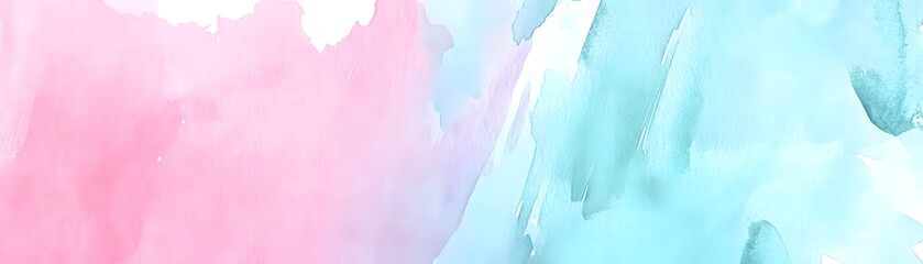 Gentle watercolor wash with soft pink and light teal colors.