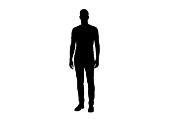 Obraz premium Full body silhouette of a man standing isolated on white background