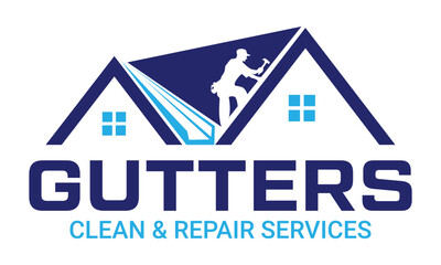 gutter installation and repair service logo design vector illustration