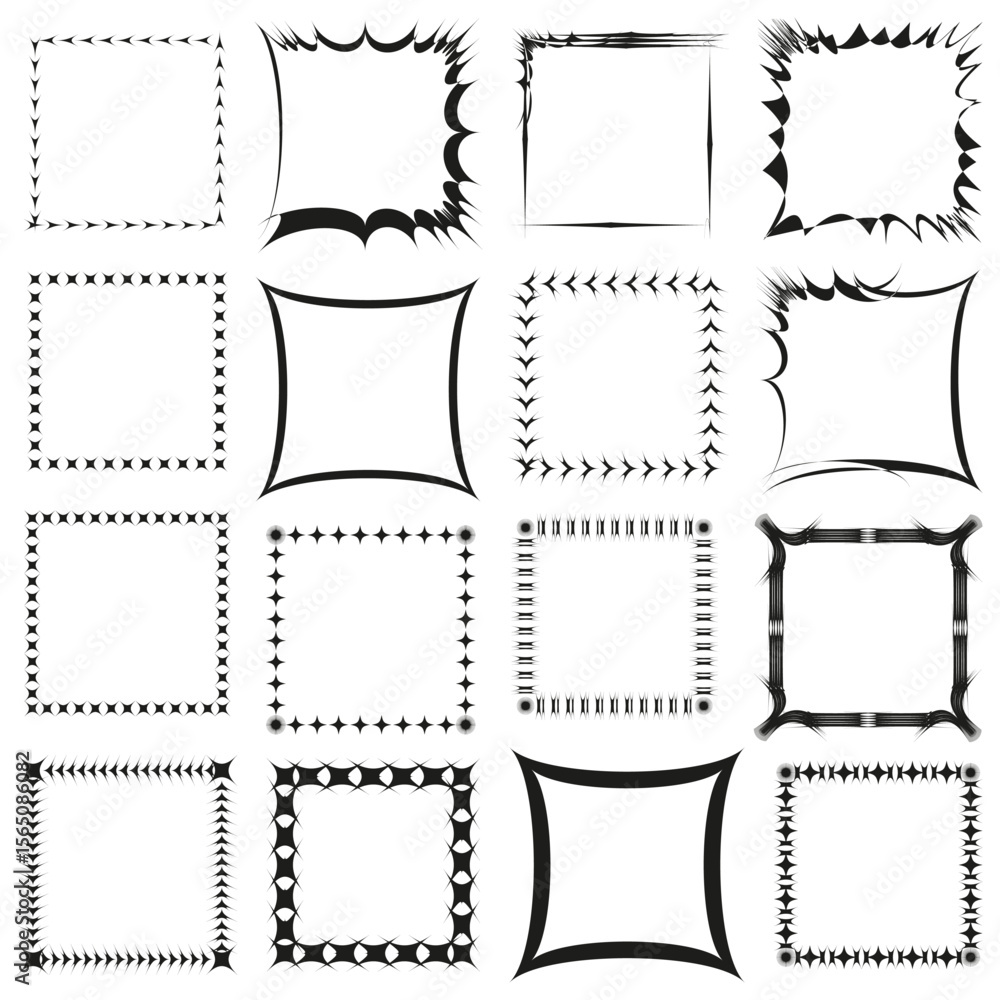 Poster rounded frame grid. soft square icon. cushion stamp vector. gentle outline.
