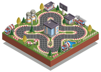 Race track. Board game. Isometric. Isolated on white background. Vector illustration.