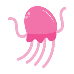 Cartoon Pink Jellyfish Illustration