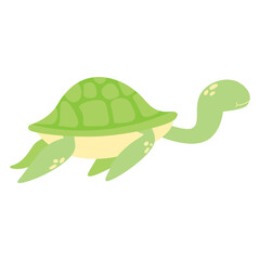 Cartoon Sea Turtle Swimming Underwater Illustration