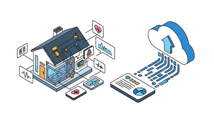 Connected smart healthcare ecosystem diagram.