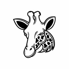 black and white giraffe head mascot can be used for tattoos and clothing
