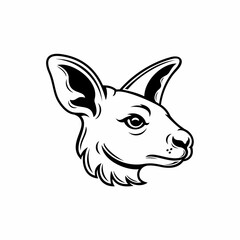 black and white kangaroo head mascot can be used for tattoos and clothing