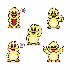 five sets of colored cartoon ducks, with various styles, cute and fun