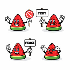 four sets of cute watermelon cut cartoons