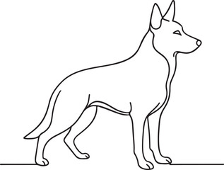 Shepherd Dog Minimalist Line Art Drawing Monochrome Vector on White Background