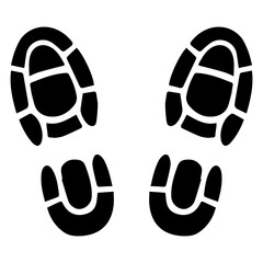 
Illustration of a black icon of a footprint for a doormat on a white background