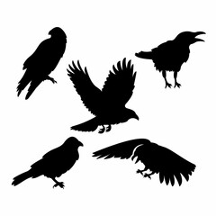 five sets of crow silhouettes that you can use
