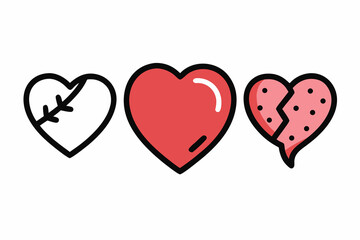 Charming collection of hand drawn heart icons in a whimsical doodle style for various designs