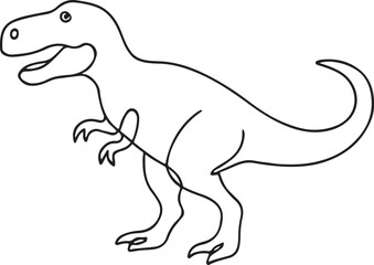 T-Rex Dinosaur Line Art Illustration Prehistoric Animal Vector on White