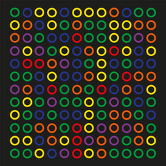 Colorful circular grid. Abstract bubble pattern. Green red dots. Vector geometric background.