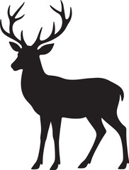 Wild Deer Standing Silhouette in Natural Pose Illustration