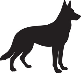 Alert Shepherd Dog Silhouette Pet Guard Animal Design