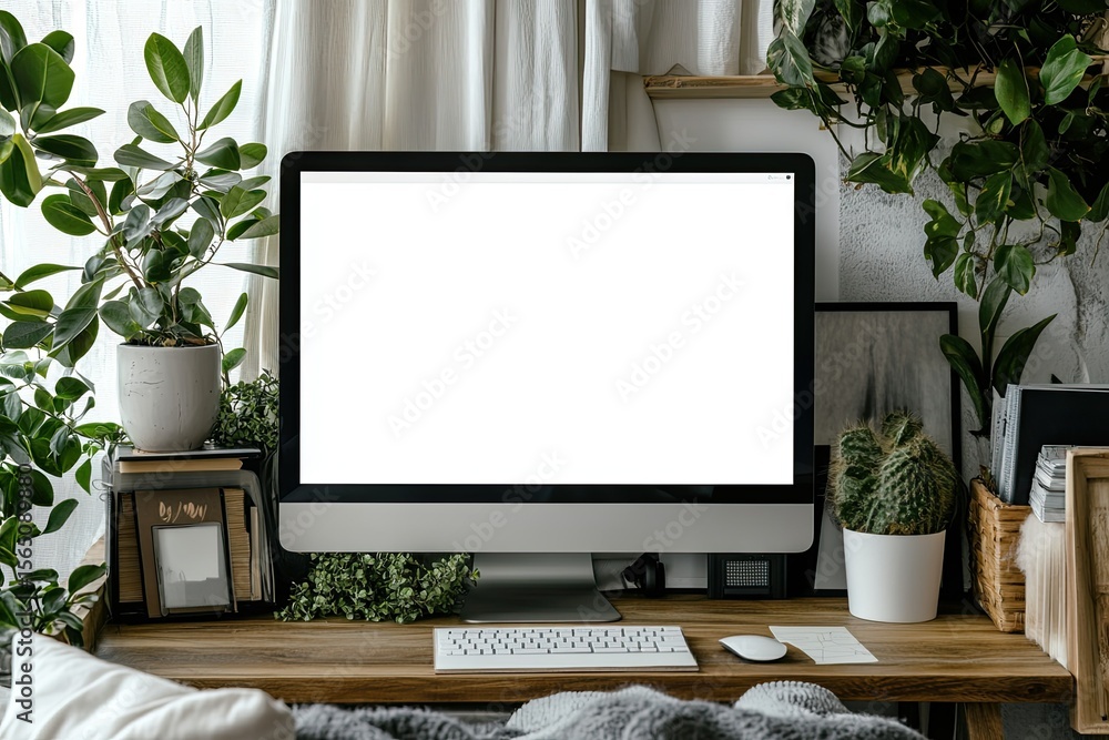Poster clear pixel visual of front view mock up work from home