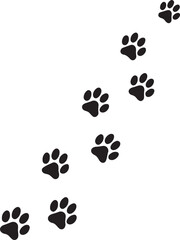 Fototapeta premium Walking Paw Print Path Silhouette Pet Footprint Pattern