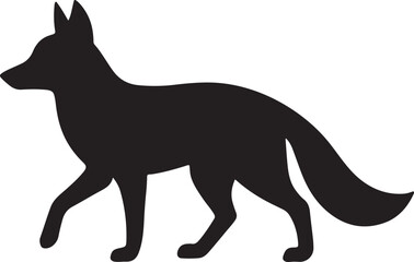 Fox Silhouette Vector Art Standing Gracefully on White